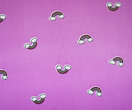 1 Yard Fun Purple & Rainbow Double Brushed Knit Extra Soft, Stretchy, and Perfect for Playful Looks, 58 Inches Wide