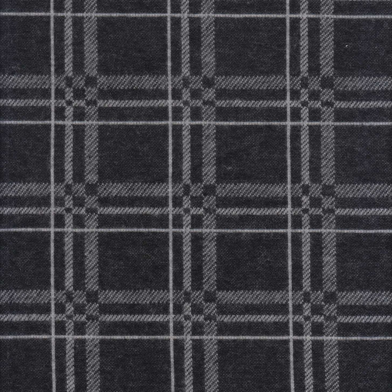 1 Yard Knit Jacquard Plaid Brushed Fabric 250 GSM, 58/60'' Wide Polyester Spandex Blend Black/White