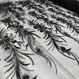 Beaded Lace Fabric on Polyester Net Mesh