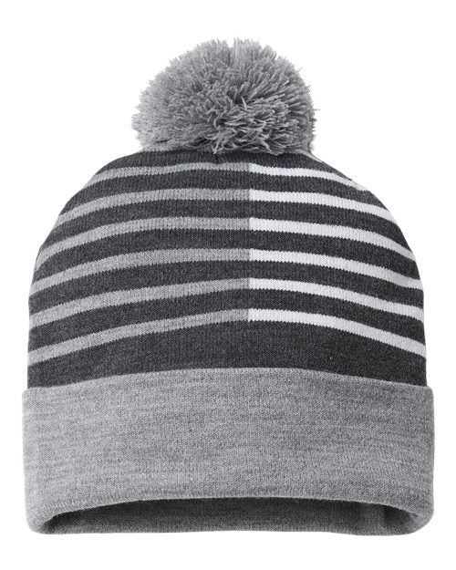 USA-Made Half Color Pom-Pom Beanie