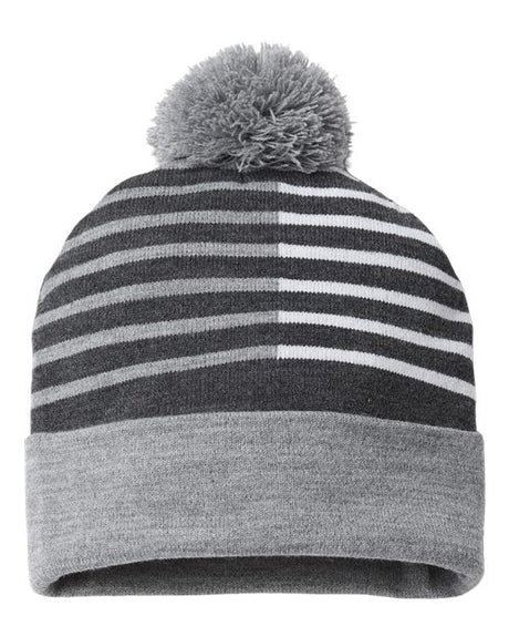 USA-Made Half Color Pom-Pom Beanie