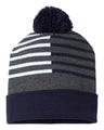 USA-Made Half Color Pom-Pom Beanie