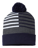USA-Made Half Color Pom-Pom Beanie