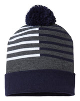 USA-Made Half Color Pom-Pom Beanie