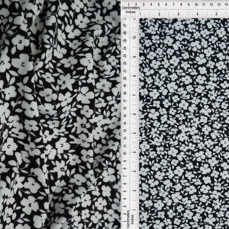 1 Yard Brushed DTY Floral Print Knit Fabric, 58/60'' Wide Polyester Spandex Blend