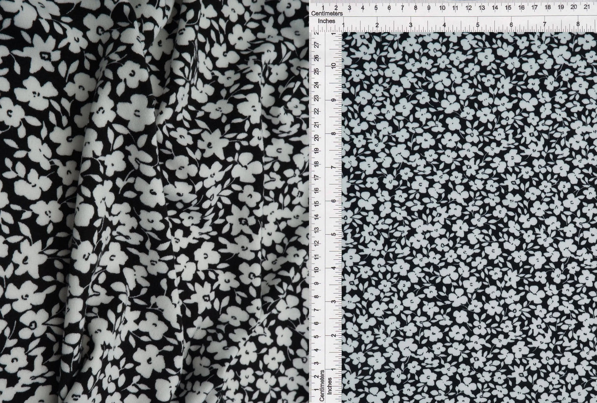 1 Yard Brushed DTY Floral Print Knit Fabric, 58/60? Wide Polyester Spandex Blend