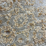 1 Yard Beaded 3D Floral Lace Fabric Embroidered 100 Percent Polyester Net Mesh 48 inch Width