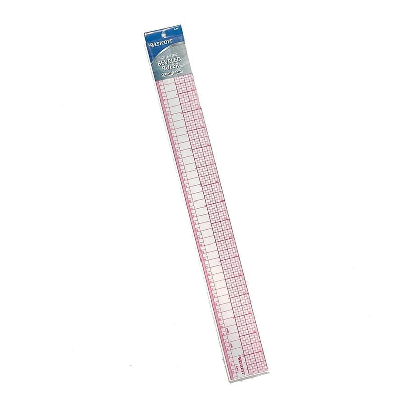 Inch/Metric Beveled Ruler - Ruler Fabric, 18"/46Cm