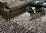 Fade Mocha White Patchwork Cowhide Fabric - Brown/White Faded, Area Rug, 5' X 7', 8' X 10', 9' X 12' (1 Unit)