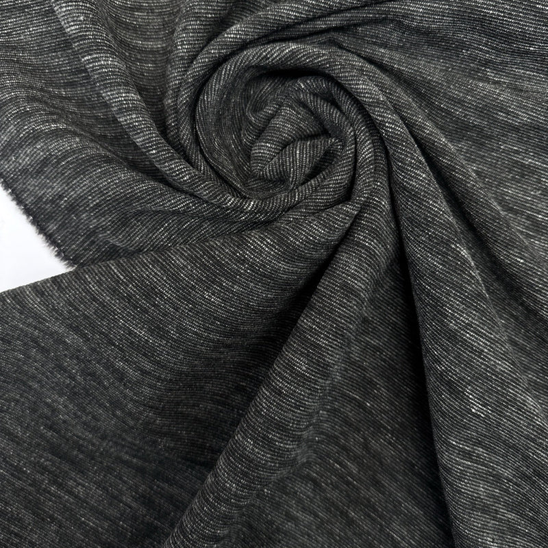 Wool Blend Fabric Gray Black Stretch