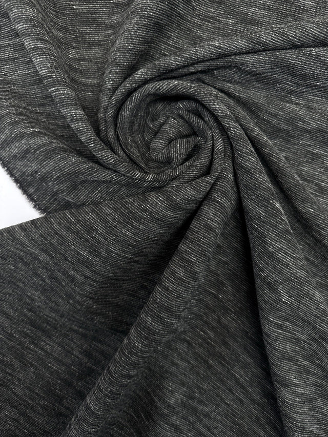 Wool Blend Fabric Gray Black Stretch