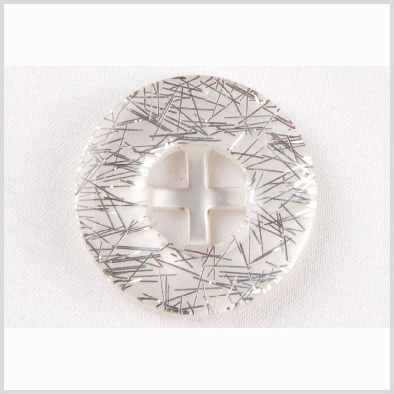 White Silver Plastic Button - 36L/23mm