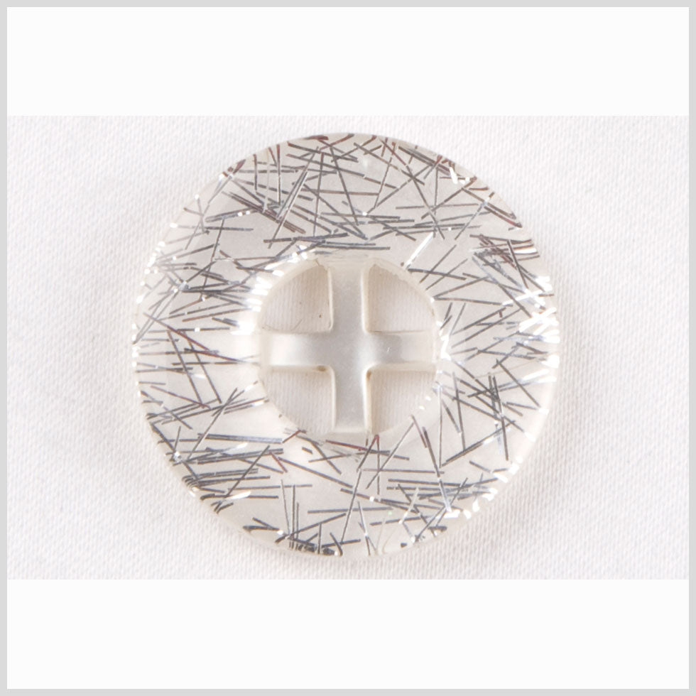 White Silver Plastic Button - 36L/23mm