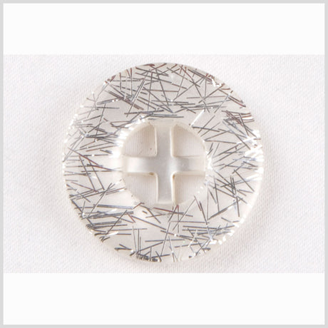 White Silver Plastic Button - 36L/23mm