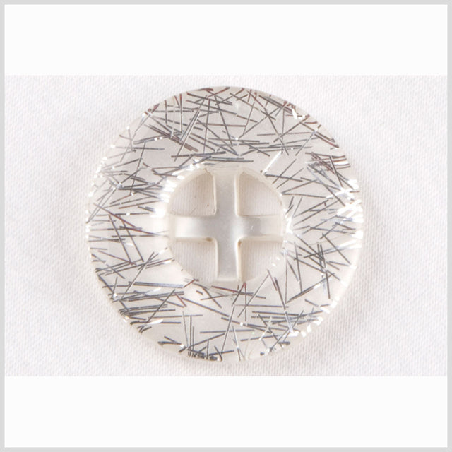 White Silver Plastic Button - 36L/23mm