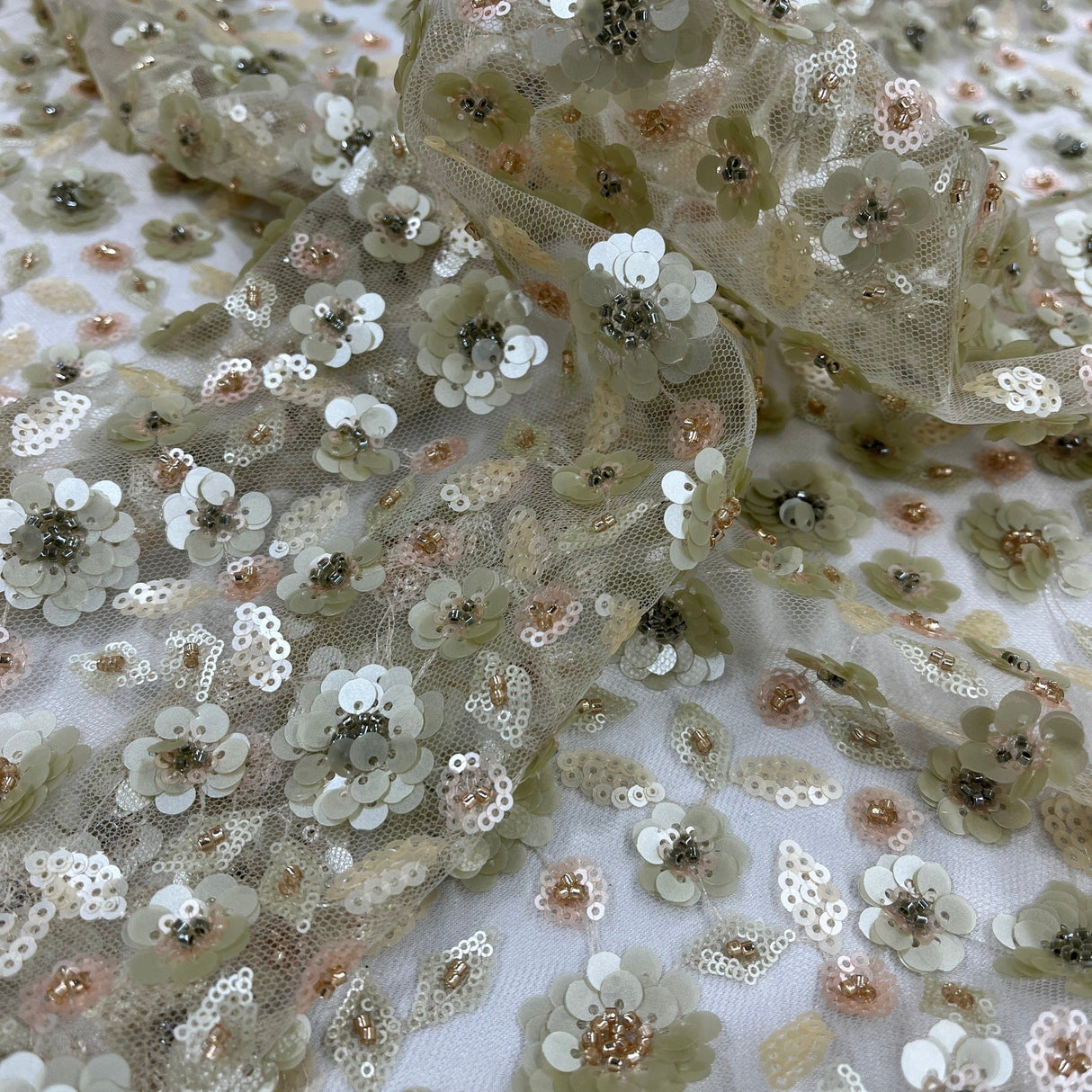 Beaded Sequined Lace Fabric 54" Wide