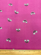 1 Yard Rainbow Print Jersey Knit Black, Yellow, Green & Purple on Bright Pink Soft Drape 58 Inches Width