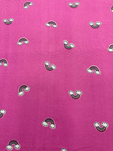 1 Yard Rainbow Print Jersey Knit Black, Yellow, Green & Purple on Bright Pink Soft Drape 58 Inches Width