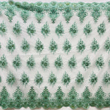 Beaded Lace Fabric on Polyester Net Mesh 50"