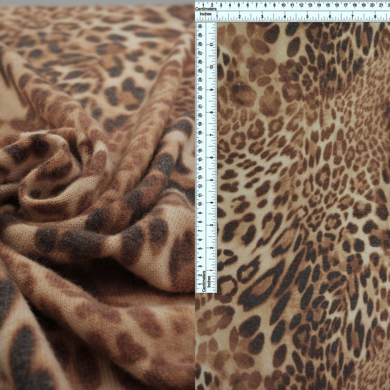 1 Yard Alpaca Sweater Knit Fabric Animal Print, 200 GSM, 58/60'' Wide Polyester Rayon Spandex Blend Sand