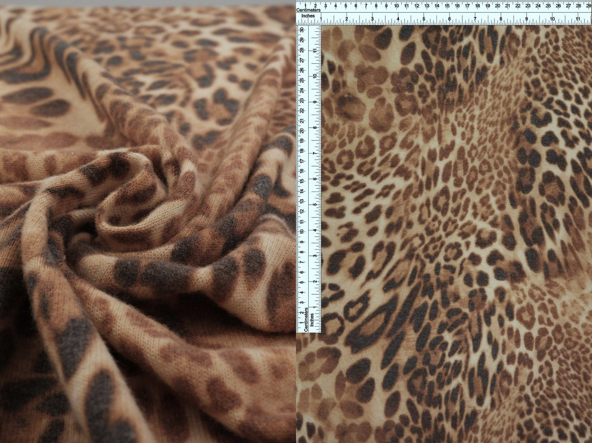 1 Yard Alpaca Sweater Knit Fabric Animal Print, 200 GSM, 58/60? Wide Polyester Rayon Spandex Blend Sand
