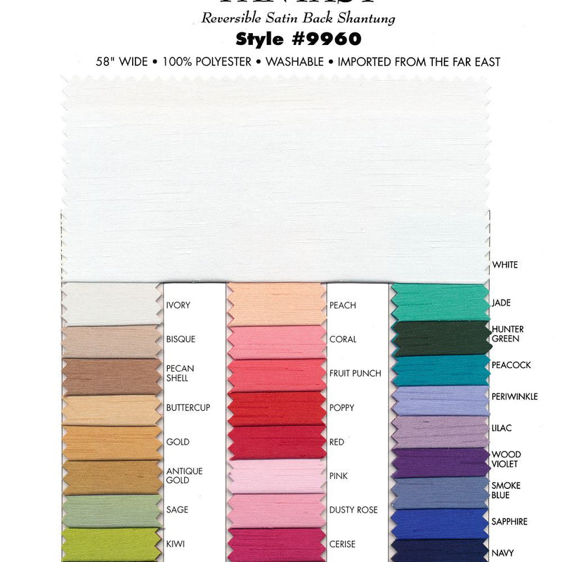 Fantasy Satin Polyester Fabric - Reversible Satin Backed Shantung, 58" Width (1 Yard)