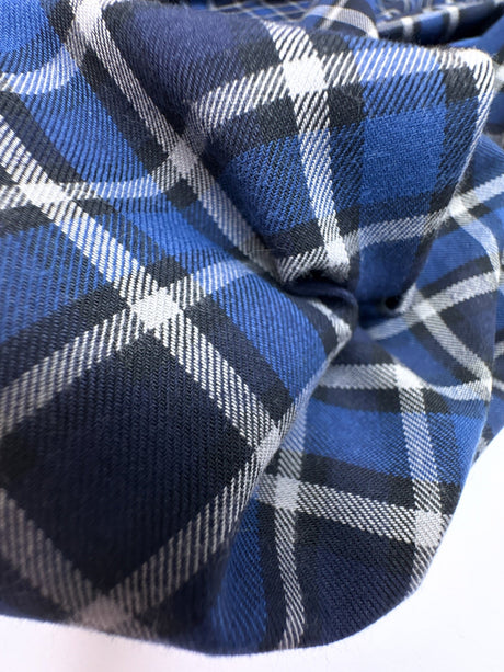Cotton Tweed Checked Gray-Blue