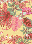 1 Yard Light Yellow Tropical Leaf Print Brushed DTY Knit Fabric 58/60" Wide