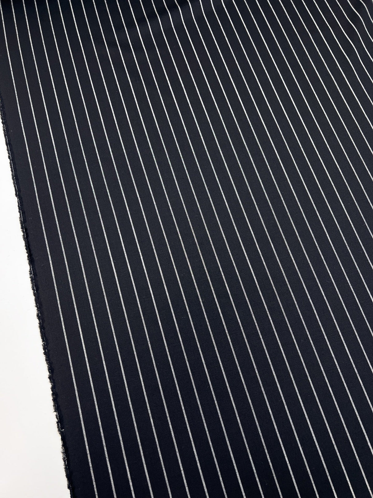 Wool Suit Fabric Striped Black Stretch