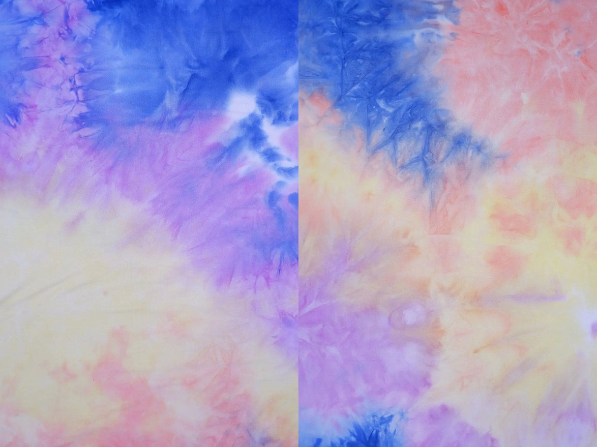 1 Yard Brushed DTY Tie Dye Knit Fabric 170 GSM, 58/60? Wide Polyester Spandex Blend