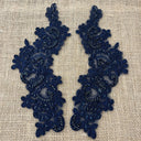 Beaded Corded Floral Lace Applique Pair