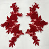 1 Pair 3D Floral Lace Applique Embroidered on 100% Polyester Net Mesh 12" x 4" Each Side