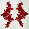 3D Floral Lace Applique Embroidered Polyester Fabric - 3D Floral Applique, 12" X 4" (1 Pair)