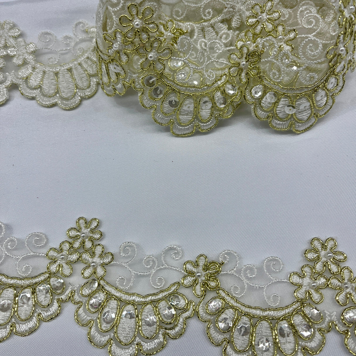 Beaded Corded Lace Trim