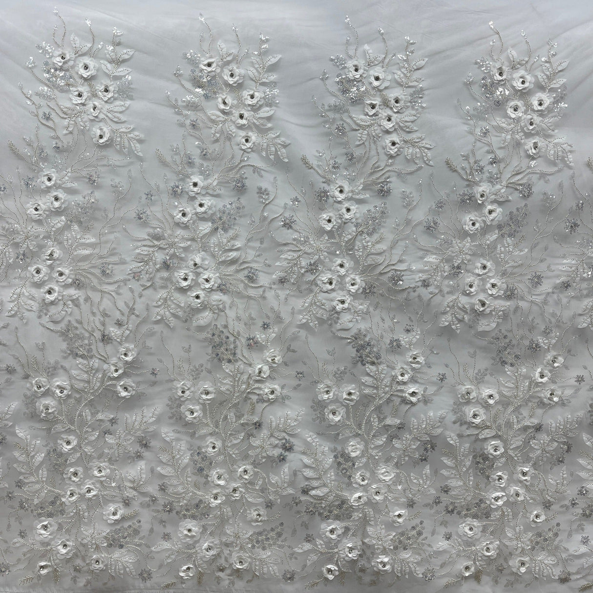 Beaded 3D Floral Lace Fabric 52" Wide