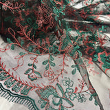 Lace USA 100 Percent Polyester Net Mesh Fabric - Embroidered Lace, 51" Width (1 Yard)