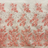 1 Yard Beaded 3D Floral Lace Fabric Embroidered 100 Percent Polyester Net Mesh 52 inch Width