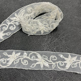 Beaded Corded Lace Trim White Ivory