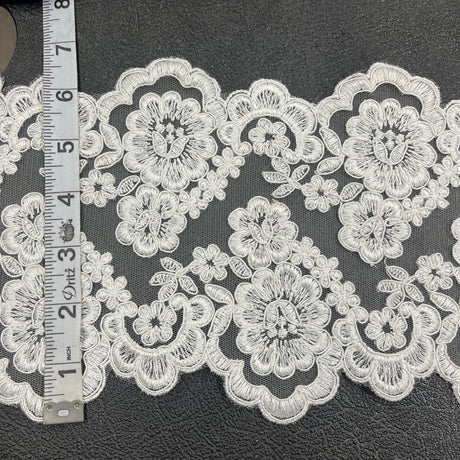 Embroidered Mesh Corded Lace Trim