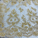 Beaded Corded Bridal Lace Fabric