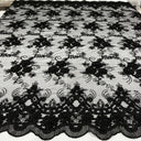 Beaded Corded Bridal Lace Black