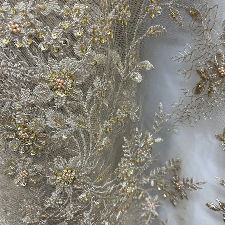 Beaded Floral Lace Mesh