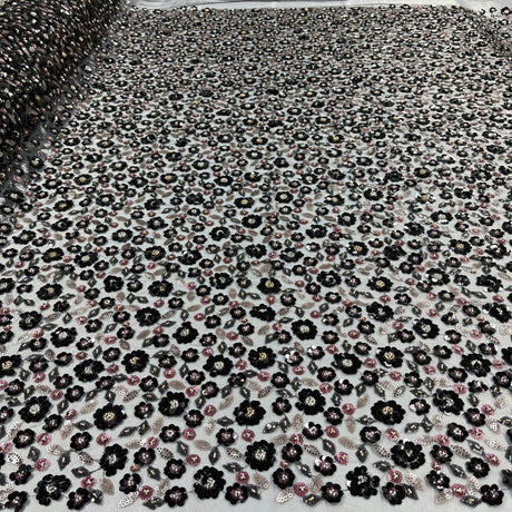 Beaded Sequined Lace Fabric