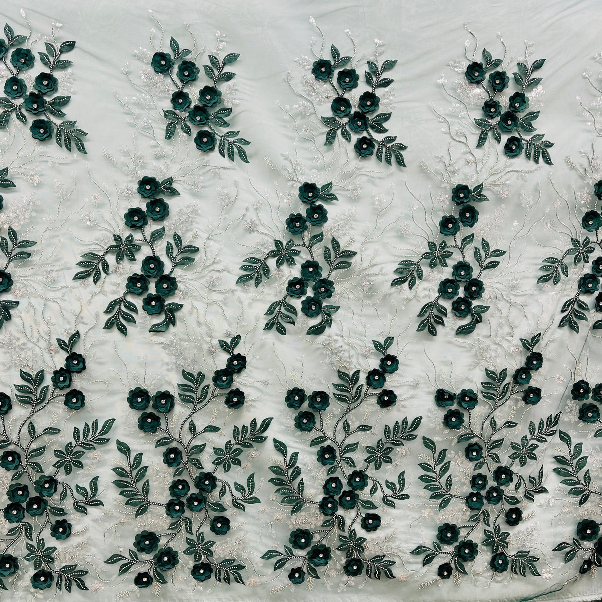 3D Floral Beaded Lace Mesh