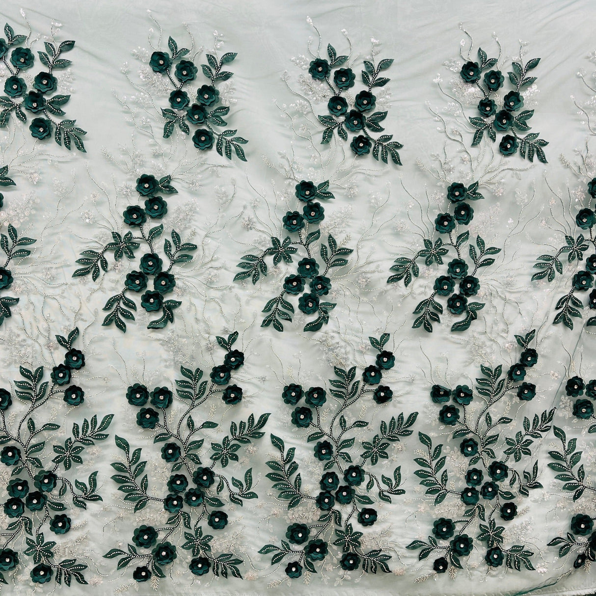 Beaded 3D Floral Lace Fabric 52" Wide