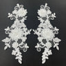 1 Pair Beaded & Corded Floral 3D Lace Applique 100% Polyester Net Mesh 9" x 4" Each Side