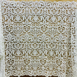 1 Yard Beaded Lace Fabric Embroidered on 100% Polyester Net Mesh 51" Wide