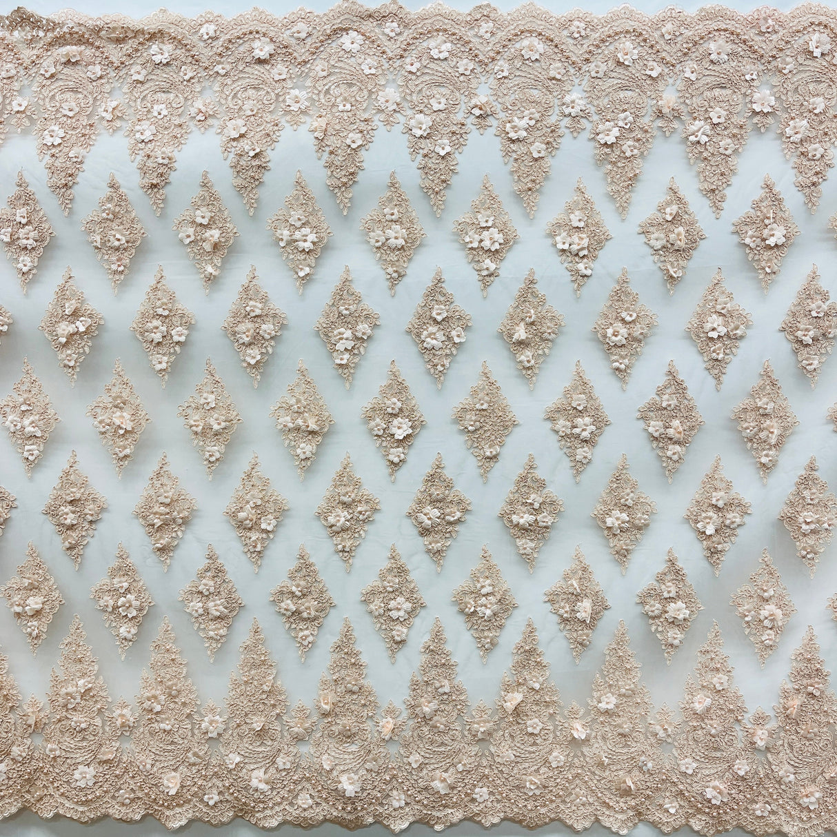 Beaded 3D Floral Lace Mesh
