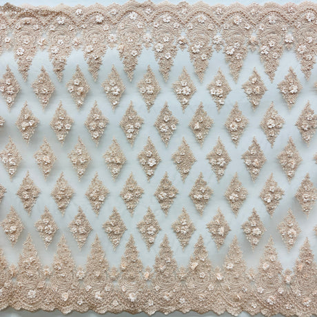 Beaded 3D Floral Lace Mesh
