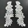 1 Pair 10" x 3" Each Side Beaded & Corded Floral Lace 100% Polyester Organza